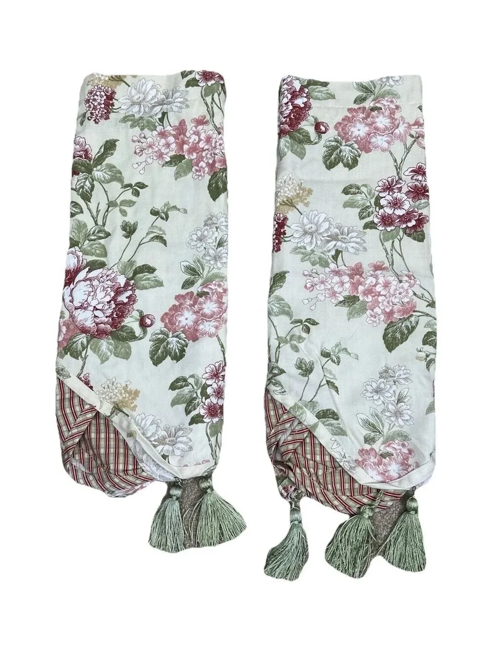 2 Home Trends Orchard Scarsdale Floral Rose‎ Tassel Window Valance Cottagecore